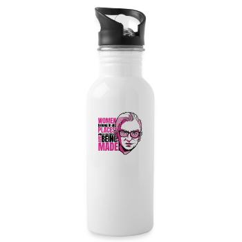 Frauen gehören an alle Orte Frauen gehören an alle - Trinkflasche mit integriertem Trinkhalm - Weiß - Rechts