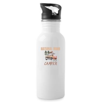 Natural born camper T-Shirt - Water bottle with straw - white - Right