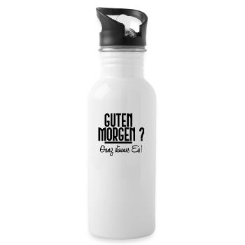 Guten Morgen? Ganz dünnes Eis! [black] - Trinkflasche mit integriertem Trinkhalm - Weiß - Rechts