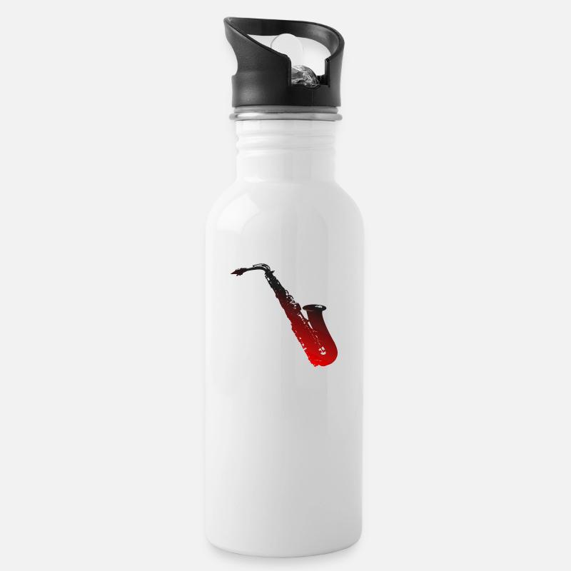 Saxophone - Water bottle with straw - white