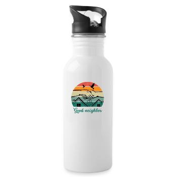 Good neighbor BW - Water bottle with straw - white - Right