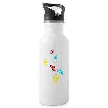 Glühbirne Symbol - Trinkflasche mit integriertem Trinkhalm - Weiß - Rechts
