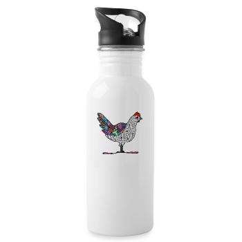 Henne - Trinkflasche mit integriertem Trinkhalm - Weiß - Rechts