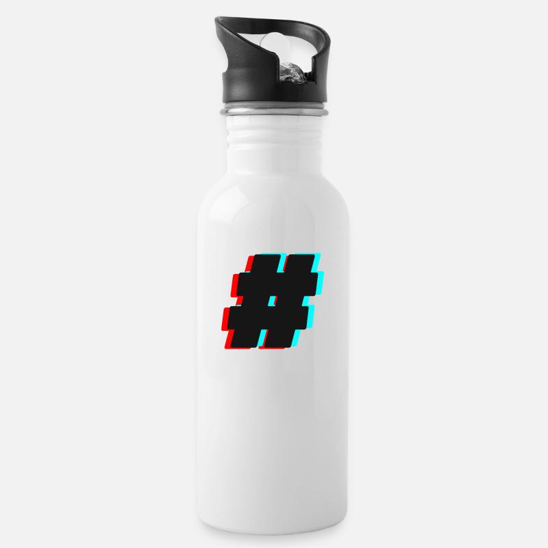 Hashtag # - Gourde avec paille intégrée - blanc