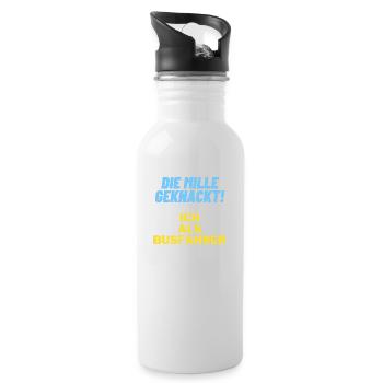 Die mille geknackt ich als busfahrer Geschenk Papa - Trinkflasche mit integriertem Trinkhalm - Weiß - Rechts