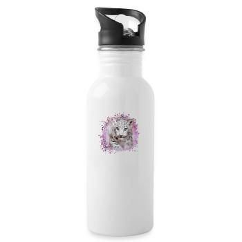 tigerbaby,tiger,rosa,graffiti,malerei - Trinkflasche mit integriertem Trinkhalm - Weiß - Rechts