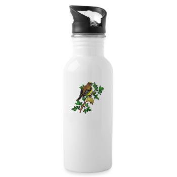 Oiseau coloré - Gourde avec paille intégrée - blanc - Droite