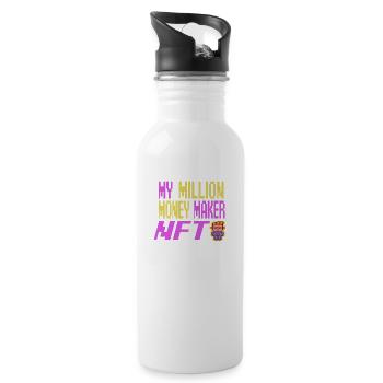 Million Money Maker funny NFT Cryptocurrency - Water bottle with straw - white - Right