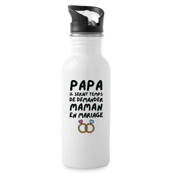 Papa demande en mariage maman - Gourde avec paille intégrée - blanc - Droite