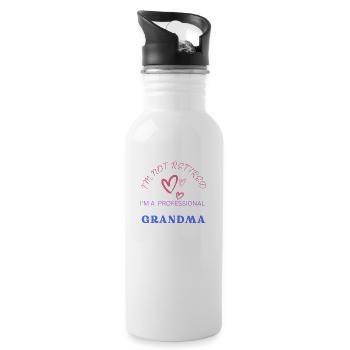 I"m not retired ,grandma funny quotes - Water bottle with straw - white - Right