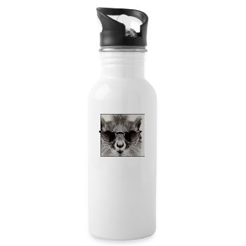 Squirrel Sunglasses Animal Cute Funny Cool 10 - Water bottle with straw - white - Right