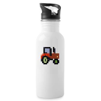 Tracteur idée cadeau pixélisé pixel tracteur - Gourde avec paille intégrée - blanc - Droite