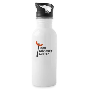 Wolle Würstchen kaufen? - Trinkflasche mit integriertem Trinkhalm - Weiß - Rechts