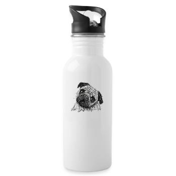 Pug - sweet dog - unique design pug puppy - Water bottle with straw - white - Right