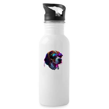 Beagle Dogs Beagles - Trinkflasche mit integriertem Trinkhalm - Weiß - Rechts