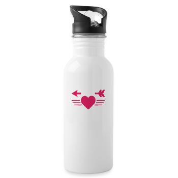 HEUTE IST MEIN VALENTINSTAG - Trinkflasche mit integriertem Trinkhalm - Weiß - Rechts