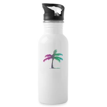 Tropical Beach Paradise Palm Rainbow 6 - Water bottle with straw - white - Right