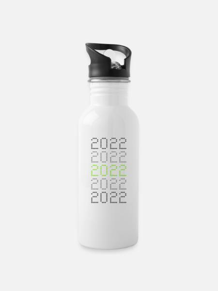Witzig 2022 - Trinkflasche mit integriertem Trinkhalm - Weiß