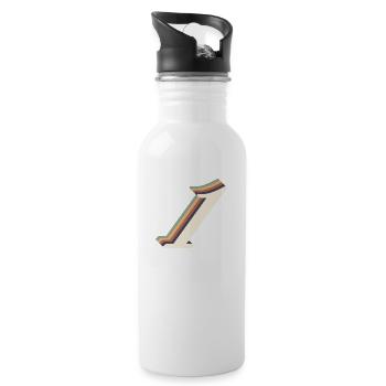 1st anniversary vintage - Water bottle with straw - white - Right