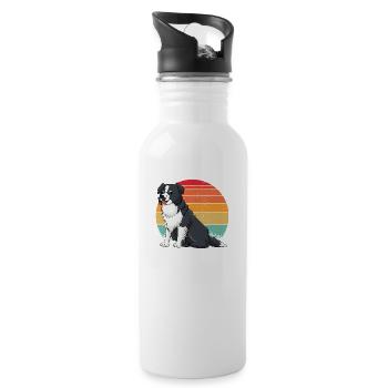 Border collie Retro 2 - Gourde avec paille intégrée - blanc - Droite
