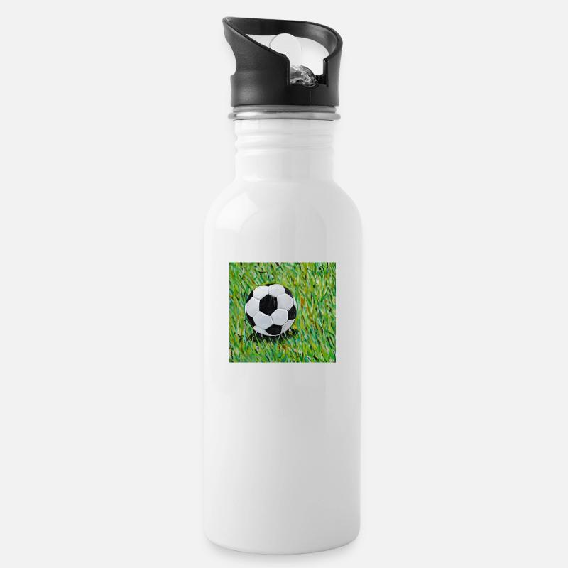 Fußball Gemälde - Trinkflasche mit integriertem Trinkhalm - Weiß