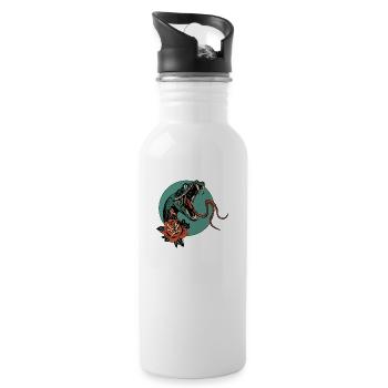 serpent rose fleur vipere cobra langue 403 A - Gourde avec paille intégrée - blanc - Droite