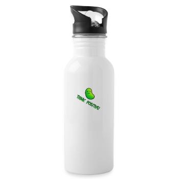 think positive mit lustiger grüner Bohne - Trinkflasche mit integriertem Trinkhalm - Weiß - Rechts