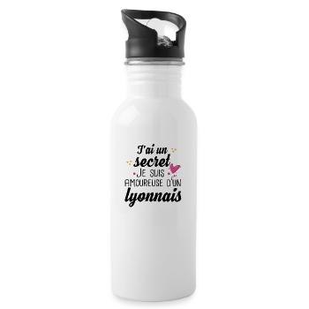 Lyonnais Lyon Femme Amoureuse Cadeau Amour Humour - Gourde avec paille intégrée - blanc - Droite