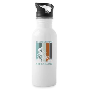 Mountainbiker Fahrrad Radsport - Trinkflasche mit integriertem Trinkhalm - Weiß - Rechts