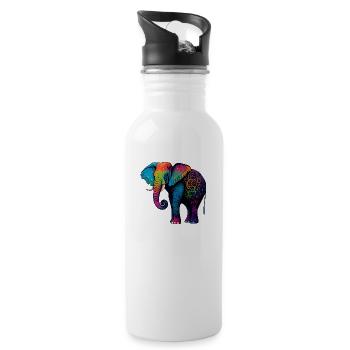 Colorful elephant - Water bottle with straw - white - Right