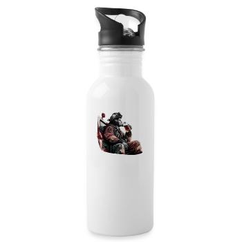 Firefighter enjoys his beer - Water bottle with straw - white - Right