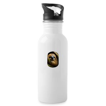 schlafendes Faultier - Trinkflasche mit integriertem Trinkhalm - Weiß - Rechts