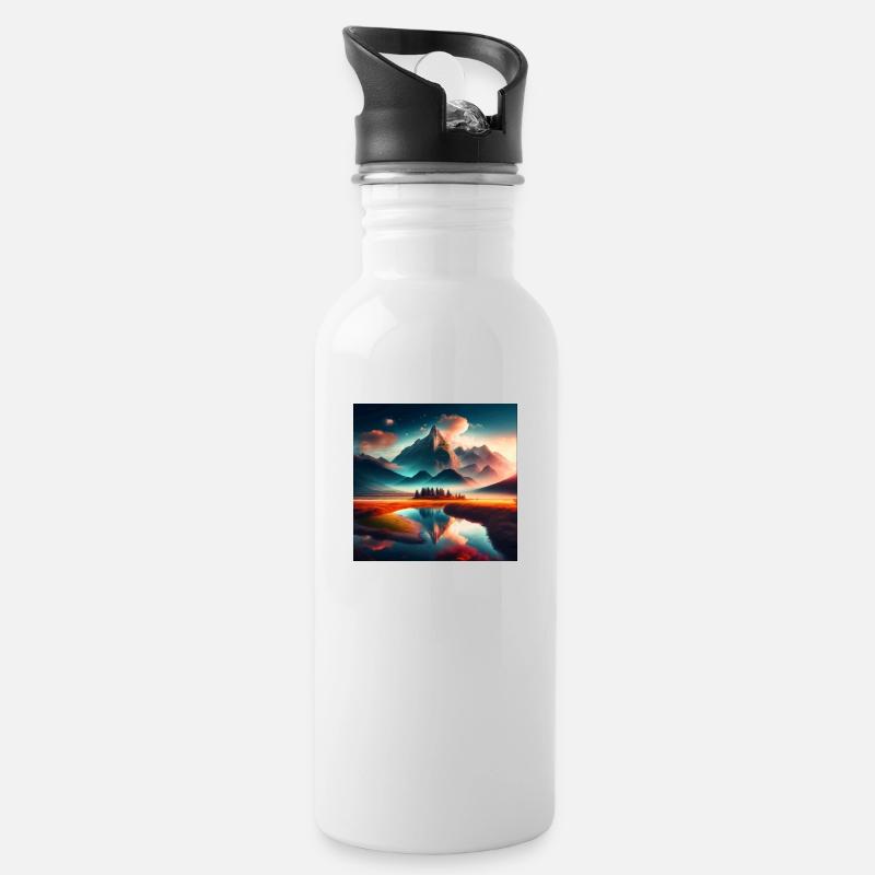 Landscape - Water bottle with straw - white