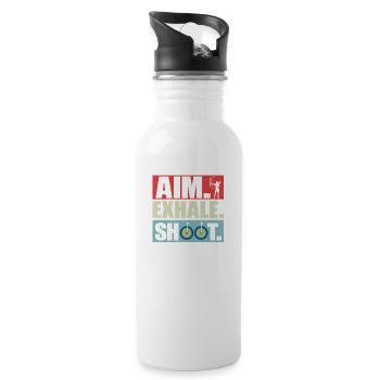 Aim Exhale Shoot. Archery Target Bow & Arrows - Water bottle with straw - white - Right