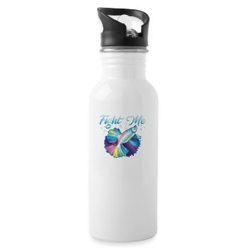 Fight Me Fish Keeping Aquarium Owner - Trinkflasche mit integriertem Trinkhalm - Weiß - Rechts