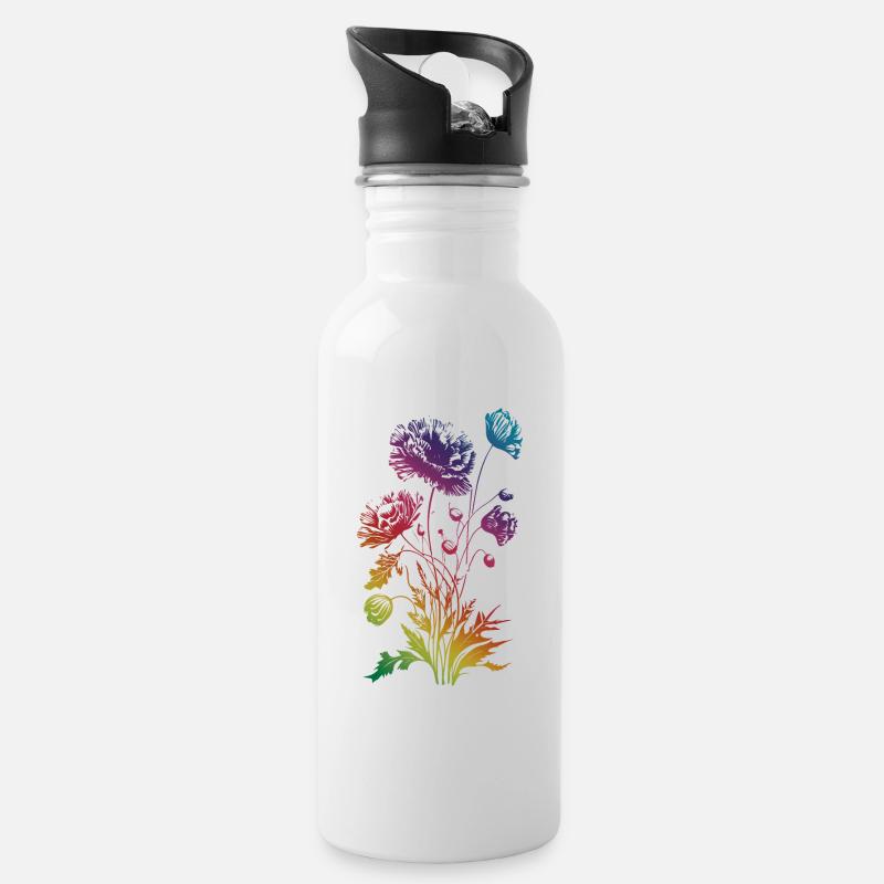 Coquelicot, Coquelicot, Coquelicot, Fleur, Jardin, Nature - Gourde avec paille intégrée - blanc