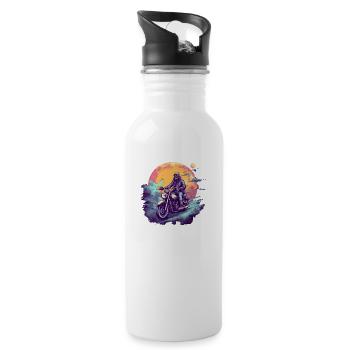 Rocker Biker Chopper - Trinkflasche mit integriertem Trinkhalm - Weiß - Rechts