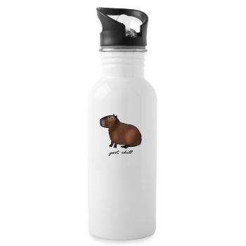Capybara - just chill - Trinkflasche mit integriertem Trinkhalm - Weiß - Rechts