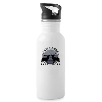 Hirsch - Trinkflasche mit integriertem Trinkhalm - Weiß - Rechts