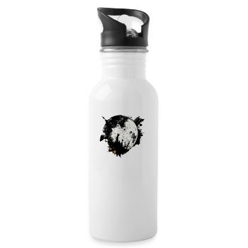 Moon graffiti black and white - Water bottle with straw - white - Right