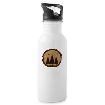Wald shinrin yoku Waldmeditation "Vögel im Wald" - Trinkflasche mit integriertem Trinkhalm - Weiß - Rechts