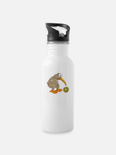 Funny kiwi bird - Water bottle with straw - white
