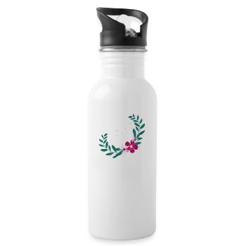 Flower Blume Pflanze - Trinkflasche mit integriertem Trinkhalm - Weiß - Rechts
