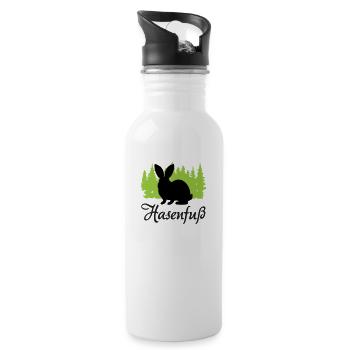"Hasenfuß: Charmant schüchtern" - Trinkflasche mit integriertem Trinkhalm - Weiß - Rechts