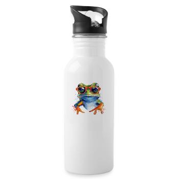 Gret der Frosch - Trinkflasche mit integriertem Trinkhalm - Weiß - Rechts