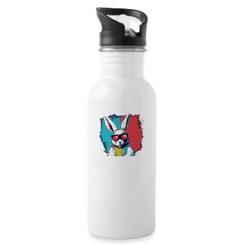 Iko das verrückte Kaninchen - Trinkflasche mit integriertem Trinkhalm - Weiß - Rechts