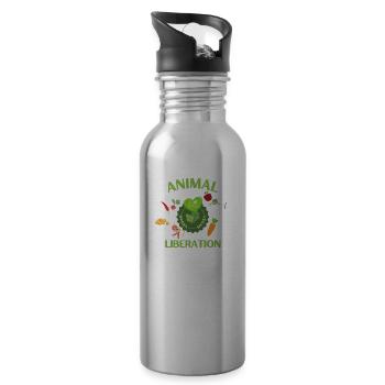 Animal Liberation, bio vegan - Trinkflasche mit integriertem Trinkhalm - Lightsilver - Rechts