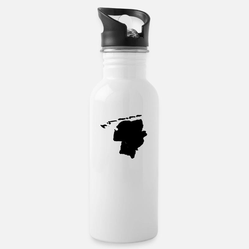 Ostfriesland Umriss - Trinkflasche mit integriertem Trinkhalm - Weiß