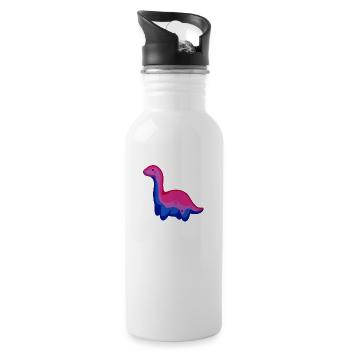 hugadino bi dino, cute dinosaur - Water bottle with straw - white - Right