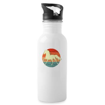 Vintage Retro Horse Sunset For Horse Lovers - Water bottle with straw - white - Right